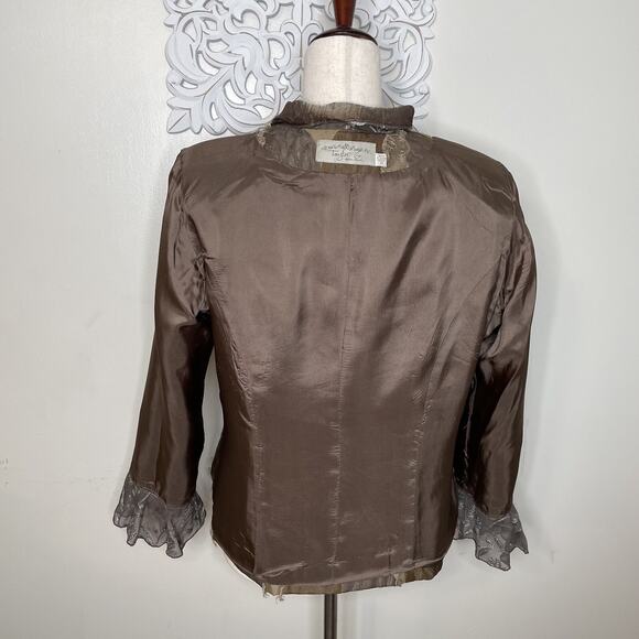 TAYLOR G Dallas Texas size MEDIUM Jacket Embroidered Layered Sleeves USA BRONZE - Picture 15 of 15